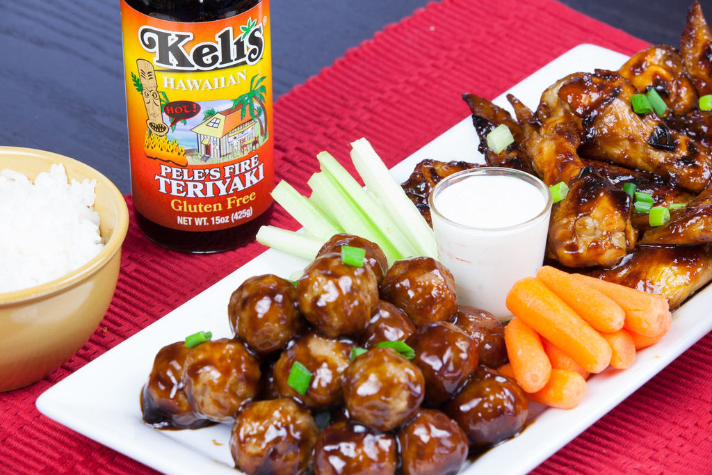 Teriyaki Chicken Wings and Meatballs