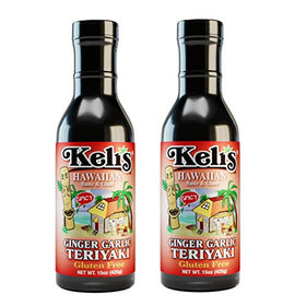 Keli's Spicy Teriyaki Sauce - Hawaiian Ginger Garlic Glaze 15oz.( 2 Pack)